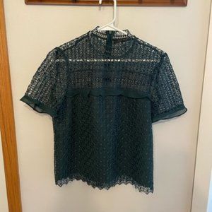 Zara - beautiful dark green, lace blouse